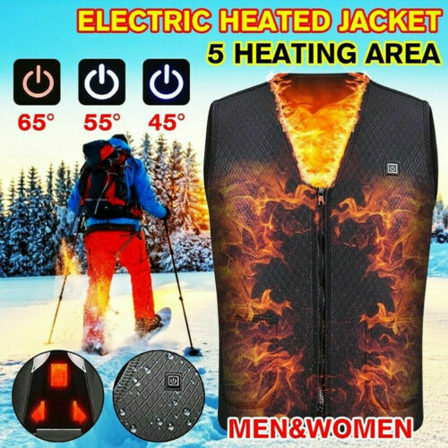 Winter Electric Heated Vest Warm Body Usb Unisex Heating Coat Jacket Size M