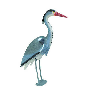 Realistic Blue Heron Decoy Deterrent With Legs & Stake To Help Protect Fishponds