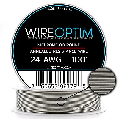 24 Gauge Awg Nichrome 80 Wire 100' Length - N80 Wire 24g Ga 0.51 Mm 100 Ft