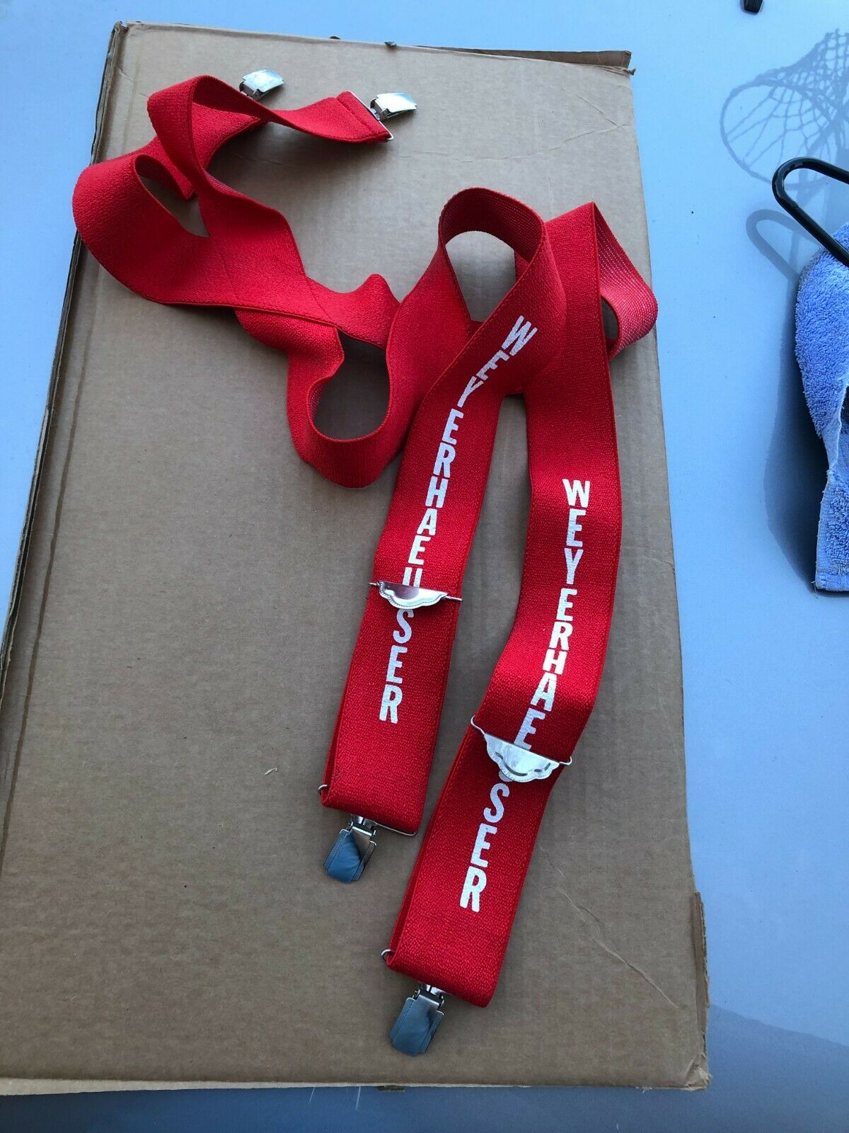 Vintage Pair Of Weyerhaeuser Red Logging Suspenders