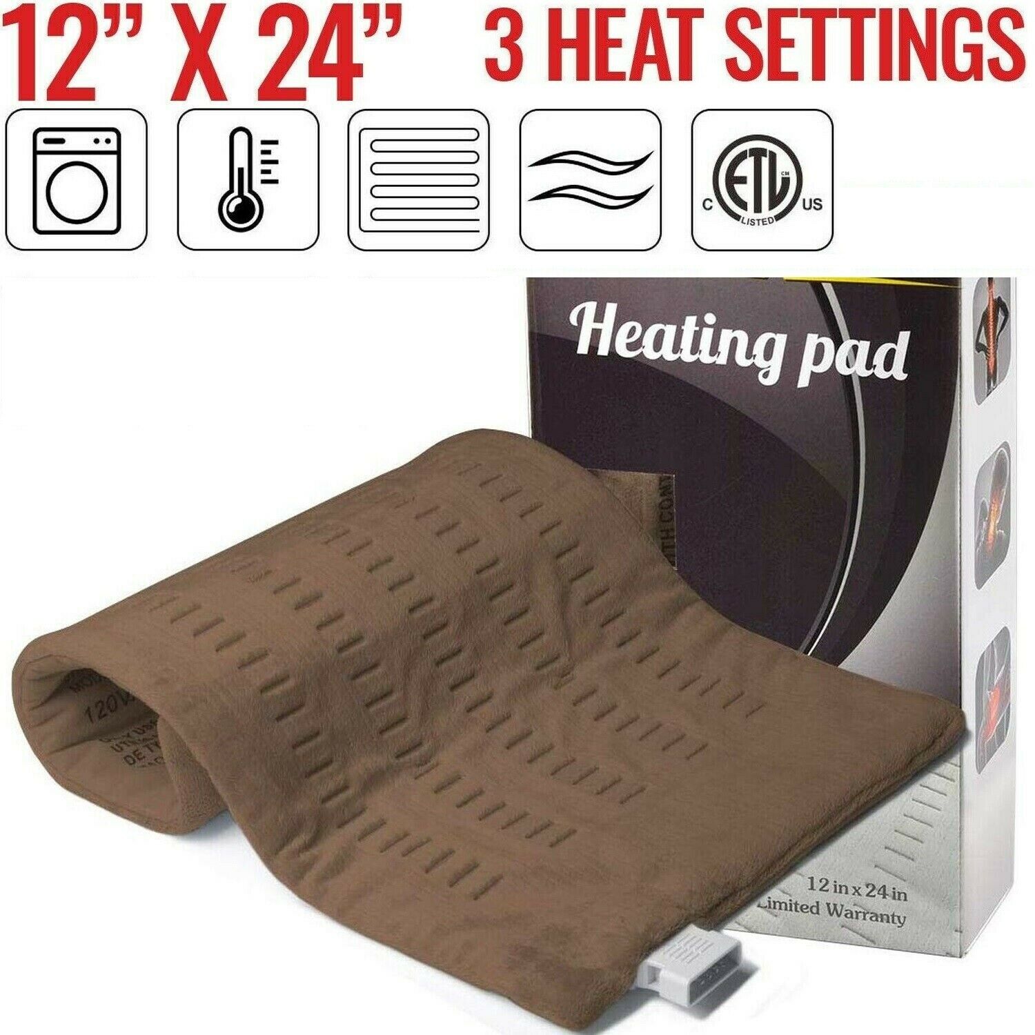 Xl Electric Heating Pad Shoulder Neck Back Spine Legs Feet Pain Moist Thermal